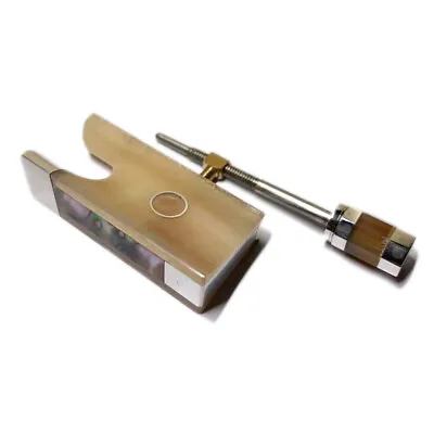 4/4 OX Horn Frog W/ Screw Button Fit Violin Bow Abalone Full Lined Silver Parts • $64.99