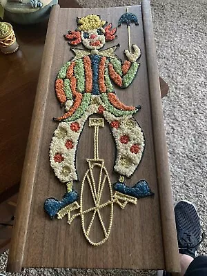 Vintage Mid Century Modern Gravel Mosaic Art Clown Wall Hanging 17 X 7.5” • $125