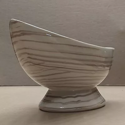 McCoy Pottery Planter Harmony Line Oblong (Boat) Pedestal Cream Swirl Stripes VN • $33.90