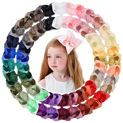 $29.70 • Buy 30PCS Big 6 Inch Hair Bows For Girls Grosgrain Ribbon Toddler Hair Accessories 