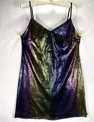 Wild Fable Dress Womens Size XS Sequin Mini Slip Dress Spaghetti Straps Lined • $12.88