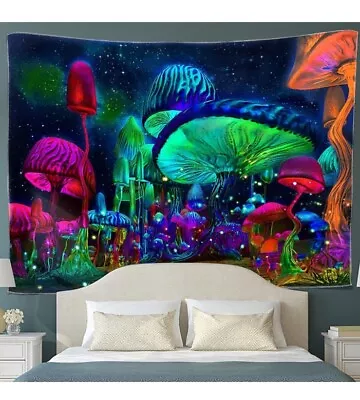 Mushroom Black Light Tapestry Very Trippy 90.1 X 70.9 Inches Wall Hanging • $12