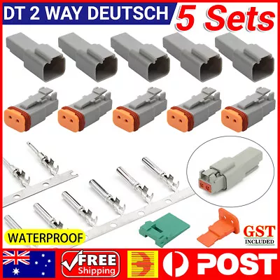 5Pack Waterproof For Deutsch DT 2 Way Pin Male Female Electrical Connector Plug • $8.95