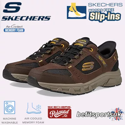 Skechers Mens Slip Ins Shoes Memory Foam Go-walk Trainers Slip In Sketcher Brown • £73.90