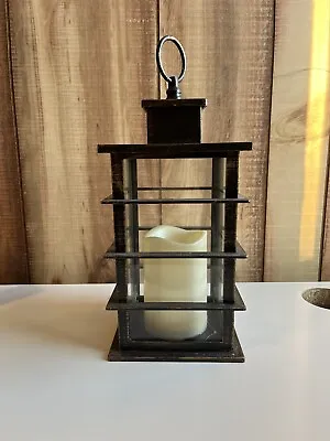 Flameless Lantern Candle Decor Battery Operated Indoor Rustic Pillar Bronze • $9.99