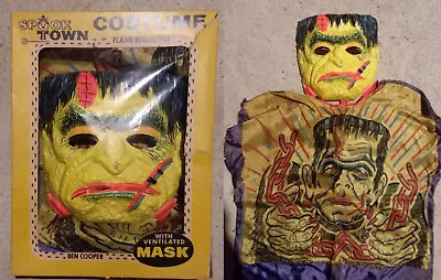 Frankenstein Monster Ben Cooper Mask Costume Vtg No Collegeville Dracula Wolfman • $89