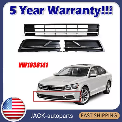 For 2016-2019 Vw Passat S Front Bumper Lower Grille + Fog Light Bezels Cover Set • $91.80