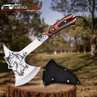 Outdoor Camp Tactical Axe Hunting Tomahawk Stainless Steel Hatchet Fixed Blade • $38.99