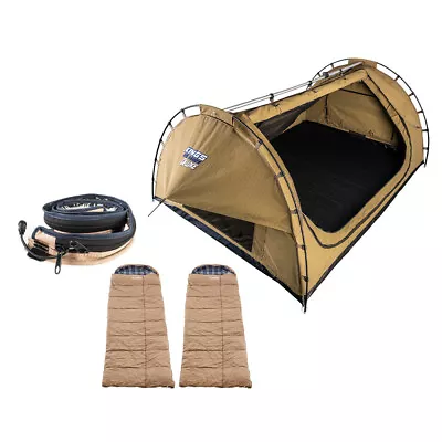 Kings Double Swag Big Daddy Deluxe + 2x Premium Sleeping Bag + LED Strip Light • $401.95