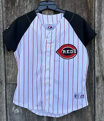 Vintage 90’s Majestic Cincinnati Reds Women’s (L) Button Front Baseball Jersey • $32