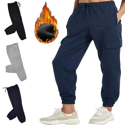 Fleece Lined Cargo Track Pants 4-Pocket Casual Joggers Warm Sport Sweatpants • $26.99