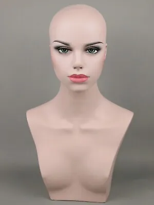 FIBERGLASS Woman Mannequin White Female Fleshtone Head Face Bust Retail Display • $109.99