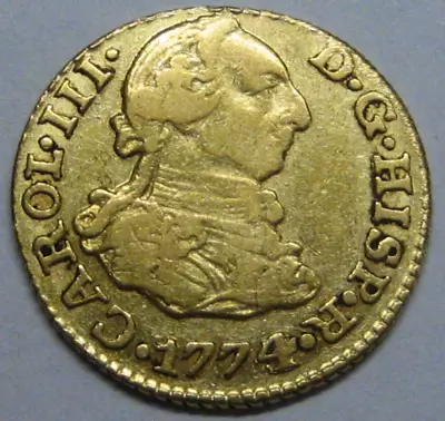 1774 Madrid 1/2 Escudo Charles Iii Gold Spain Doubloon Spanish Colonial Era • $275