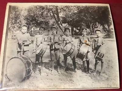 Early B & W Young Boys Drum Marching Band Parade Members In Uniforms Orig. 4x5 • $7.50
