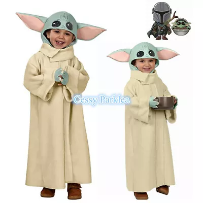 H-B4-2 Kids Baby Yoda Costume Disney Star Wars Child The Mandalorian Book Week • $29.95