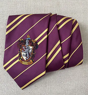 HARRY POTTER Men's Purple & Yellow Gold Gryffindor Striped 100% Silk Necktie • $10