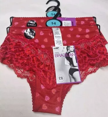 Set Of 2 Ex M&S Ladies Size 14   Underwear Brezilian Red  Knickers  • £7.99