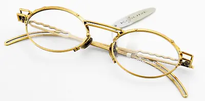 KOURE 90s Vintage Glasses Spectacles KR8040 A Gold Oval Cool Industrital • $275.26