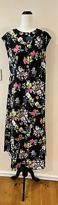 $36 • Buy ASOS Pretty Florals Dress With Back Tie Size UK 14