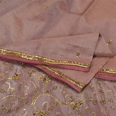 Sanskriti Vintage Purple Sarees Art Silk Hand Beaded Woven Fabric Ethnic Sari   • $37.23
