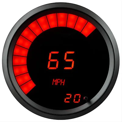 3 3/8  Universal Digital Memory Speedometer Red LED Gauge Black Bezel USA Made • $84.66