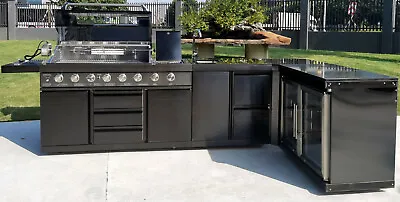 4 Piece Black Stainless Steel Grill Outdoor Kitchen Grill Refrigerator Sink  HOT • $8995
