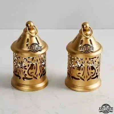 Metal Hanging Antique Moroccan Design Lamp Lantern - Set Of 2 • $99