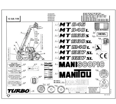 Manitou MT1330SL S2 Parts Catalog • £29.99