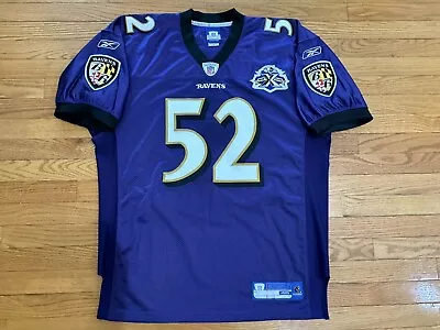 2005 Baltimore Ravens Ray Lewis Reebok On Field  10th Anniversary Jersey Size 48 • $300