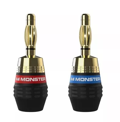 Monster XP QuickLock Connectors - Banana Speaker Wire Plugs DIY Install 2 Pairs • $15.95