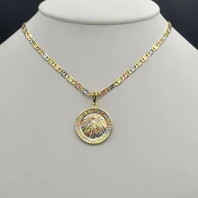 Tri Color Gold Plated Miraculous Medal Necklace Our Lady Of Grace. La Milagrosa  • $20