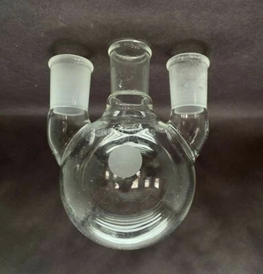 $24.99 • Buy Chemglass Glass 500mL Vertical 3-Neck Heavy Wall Round Bottom Flask 29/42 Chip