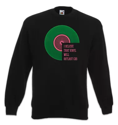 Vinyl Will Outlast CD Sweatshirt Pullover Club Disco Retro Turntable DJ Record • $59.35