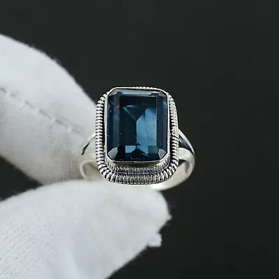 $11.99 • Buy London Blue Topaz Man Made Gemstone Handmade 925 Sterling Silver Ring All Size