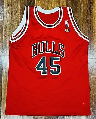 Michael Jordan  Vintage Champion Jersey  #45 Red Youth Size Large Made In USA! • $14.95