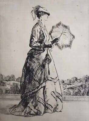 GIFFORD BEAL-NY Impressionist-Hand Signed LIM.ED Etching-Victorian Female Figure • $399