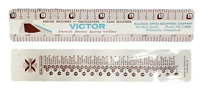 VICTOR ADDING MACHINES CALCULATORS Vintage Ruler Willimantic CT Conversion Table • $10