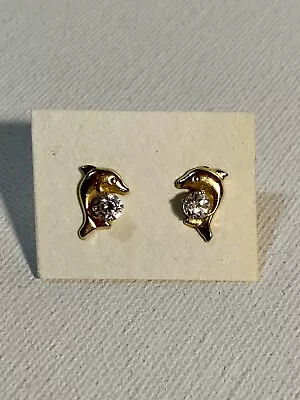 Vintage 14K CZ Dolphin Stud Earrings  • $69.99