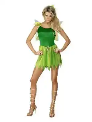 Woodland Fairy Dress &Wings Tinkerbell Fairytale Sexy Ladies Fancy Dress Costume • £17.99