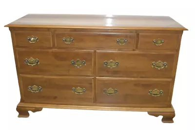 Ethan Allen Heirloom Double Dresser 7 Drawer Maple 10-5302 211 Nutmeg Circa 1982 • $895