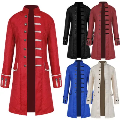 UK Mens Steampunk Tailcoat Jacket Gothic Victorian Frock Coat TailSuit Halloween • £11.46
