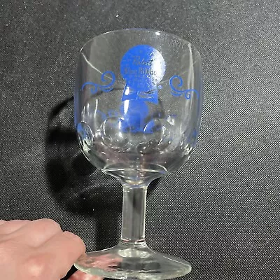 Vintage Pabst Blue Ribbon Beer Heavy Clear Glass Footed 6  Thumb Print Goblet • $7.80