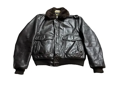 Michael Charles USA Leathercraft A-2 Brown Leather Bomber Jacket Size 42 Sherpa • $46.65