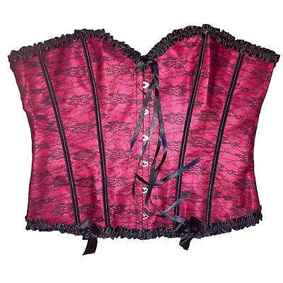 Steampunk Goth 4XL Corset Satin Overbust Lace Up Busiter Shapewear Outfit • $20.69