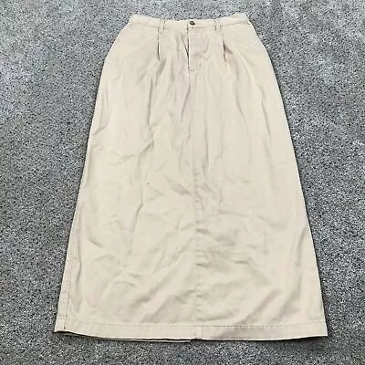 VTG Eddie Bauer Skirt Womens 6 Beige A Line Midi Twill Chino Cotton Ladies 90s • $12.27