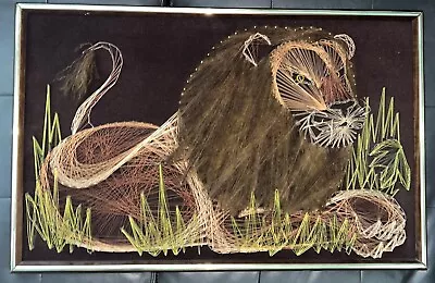 Lion String Art Handmade String And Nail Art Piece 1970s Vintage Jungle King • $53