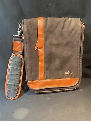 STM Vertical Laptop Bag Messenger Padded Dark Brown And Orange • $39.99