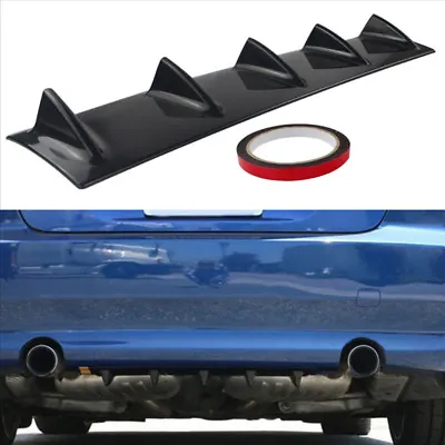 Car Gloss Black Rear Bumper Lip Diffuser Shark Fin Style Back Splitter Universal • $25.75