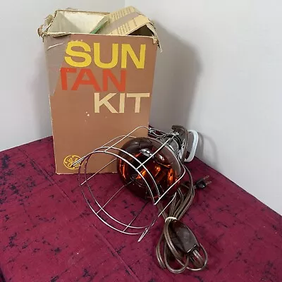 Vintage General Electric Sun Tanning Heat Lamp Kit Red Light Bulb • $43.58