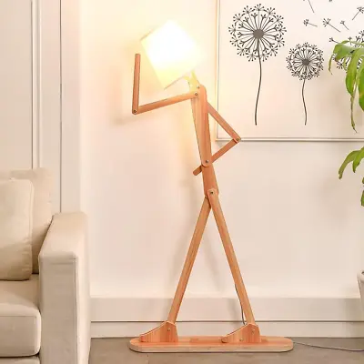 Cool Tall Floor Lamp For Living Room Bedroom Farmhouse/ Wood Swing Arm Arc Gift  • $163.38